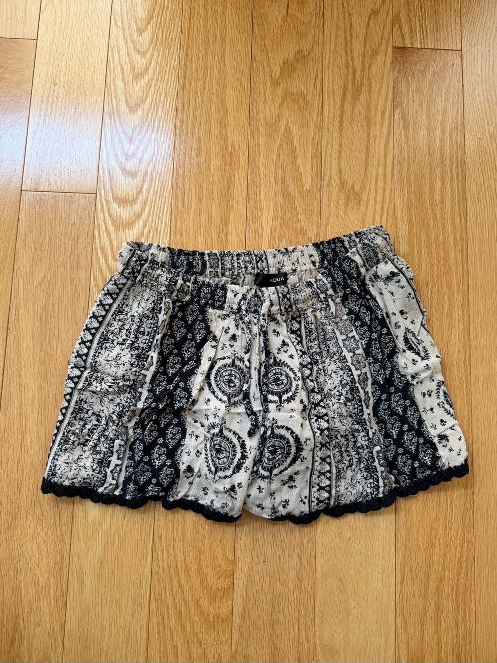 Aqua Black and White Printed Women’s Shorts